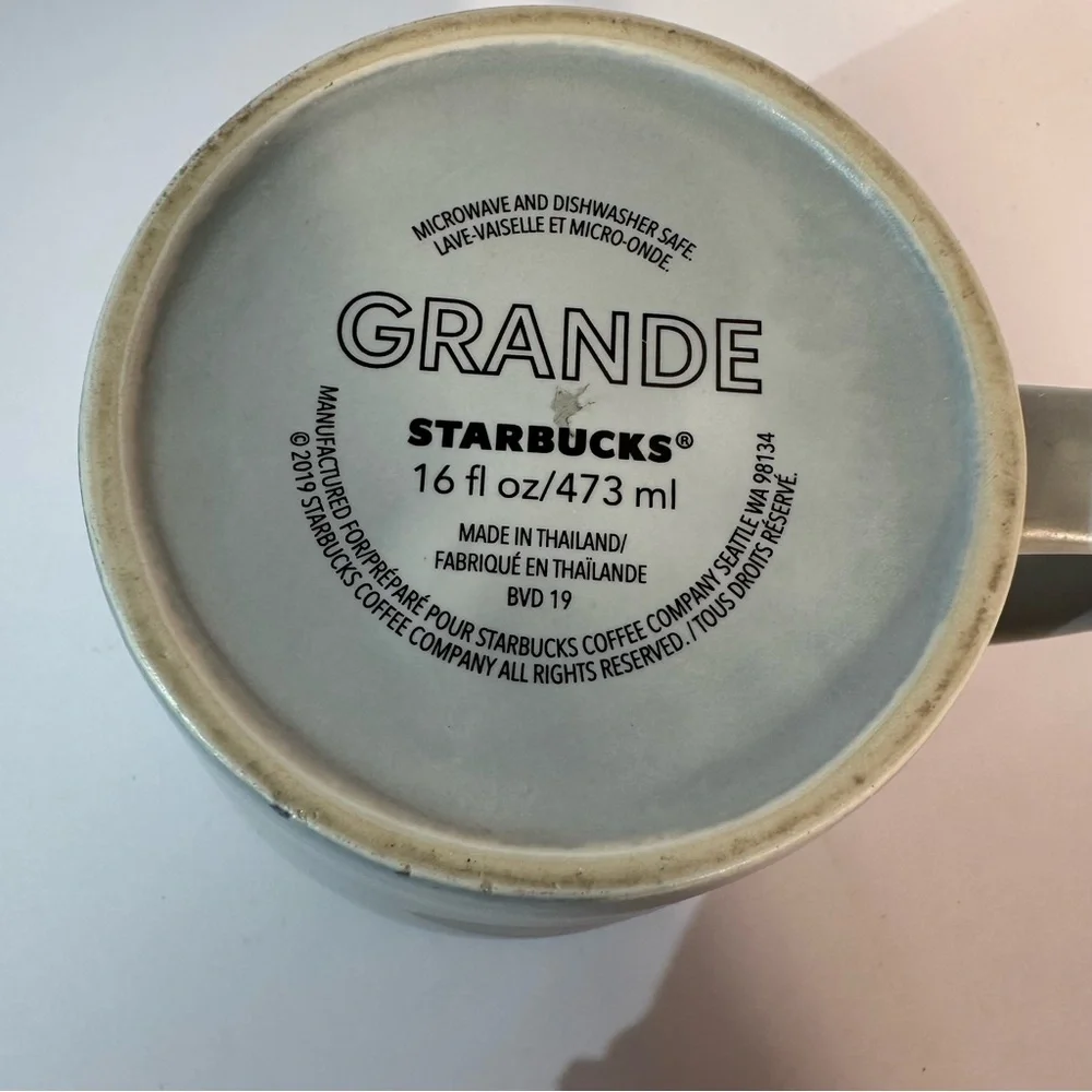 Starbucks Coffee CompanyGray Matte Grande 16oz Coffee Mug Cup Embossed Logo 2019
